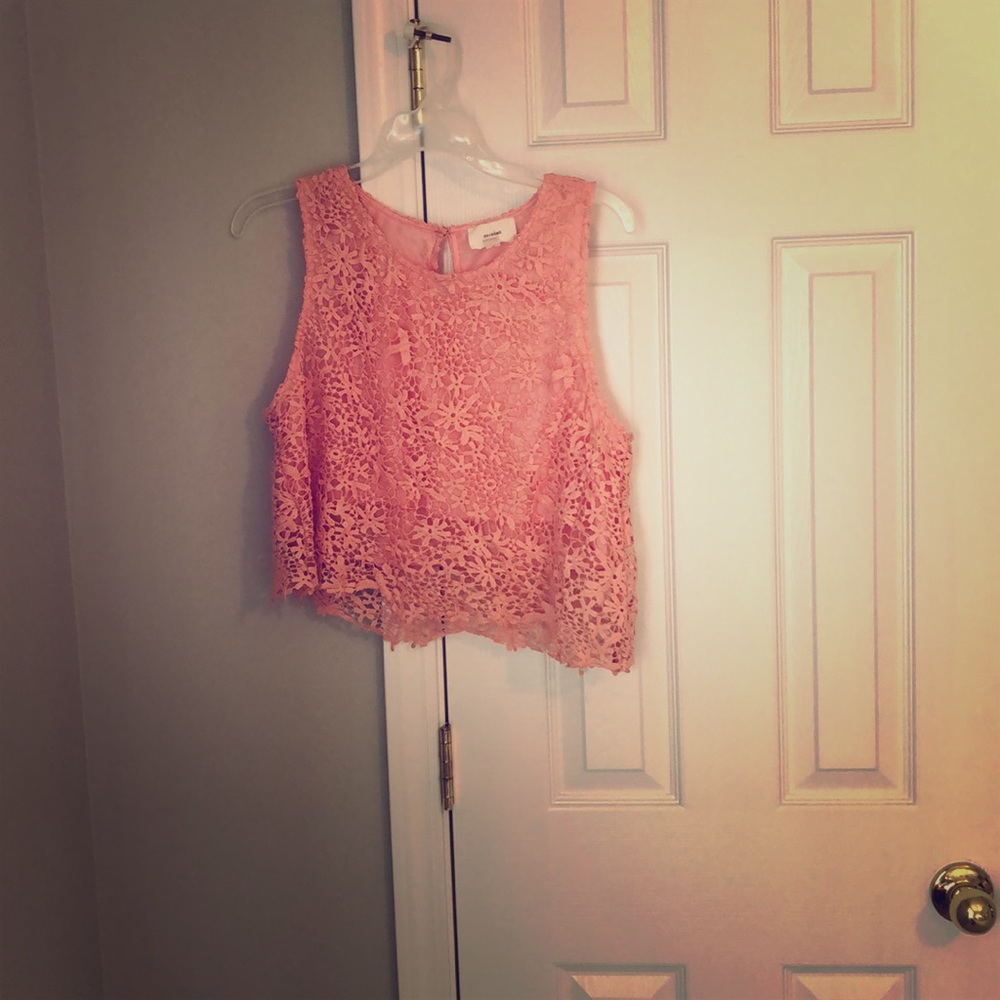 Pink lace crop top